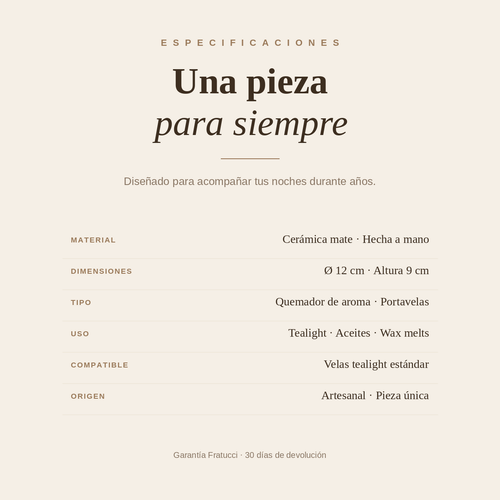Quemador Cerámica · Edición Noche
